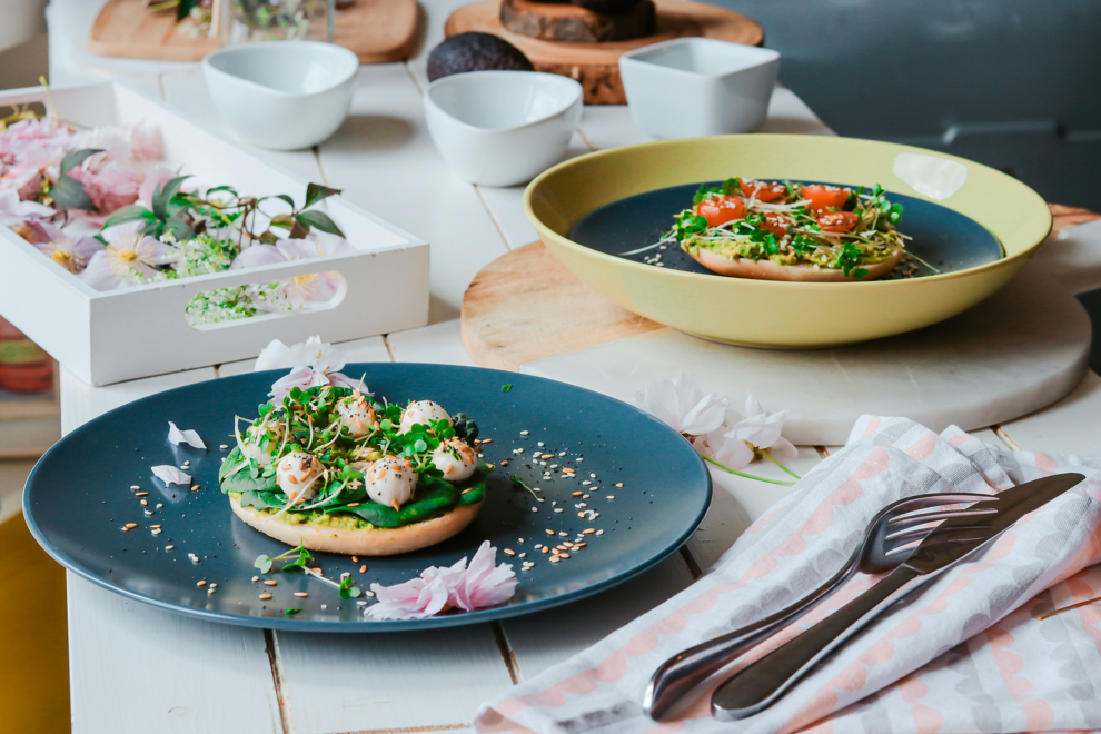 Original photograph of refined ceramic tableware and artisan food